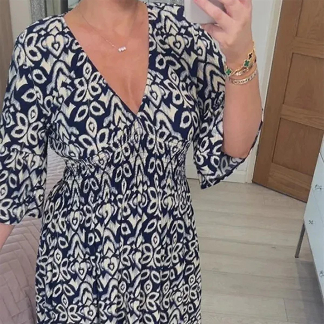 Elviana™ | Floral V-Neck Dress