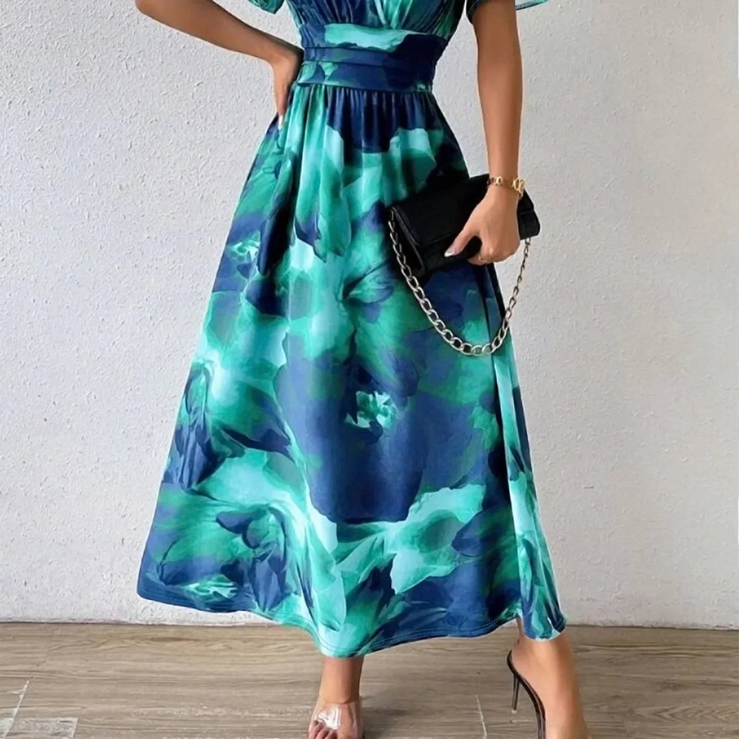 Malvera™ | Watercolour Vintage Print Maxi Dress