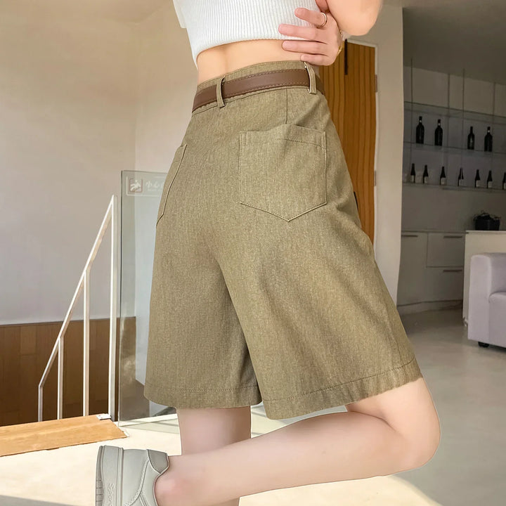 Elise™ | Cotton-Linen High Waist Shorts