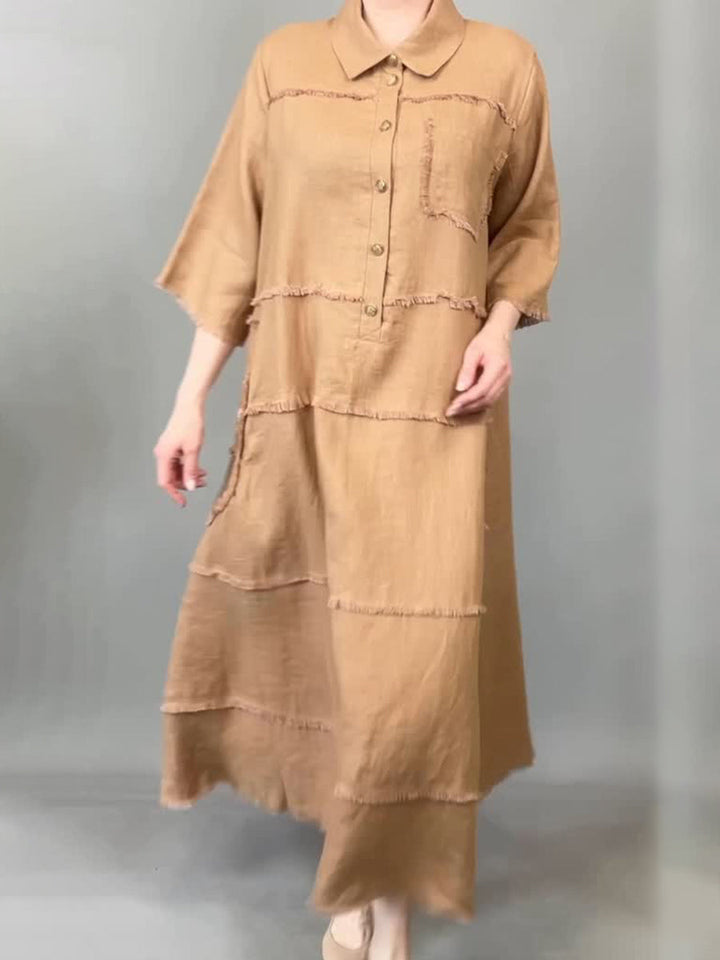 Lena™ | Tassel Pocket Linen Shirt Dress