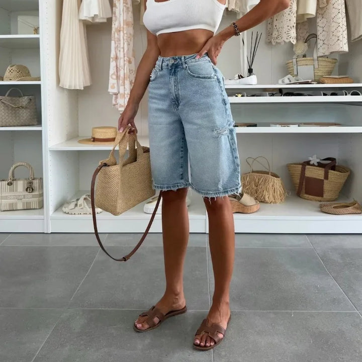 Mila™ | Washed Denim Street Style Shorts