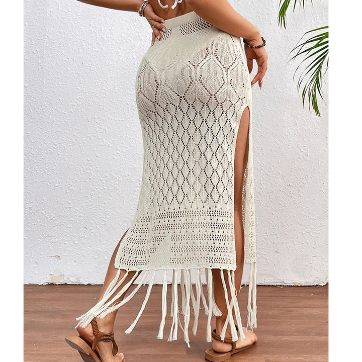 Sunset Tassel Slit Sheer Skirt