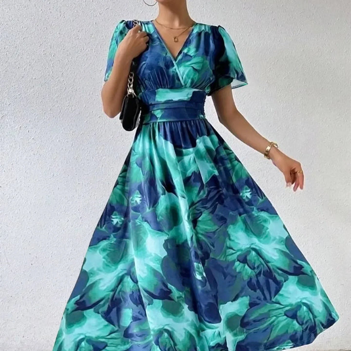 Malvera™ | Watercolour Vintage Print Maxi Dress