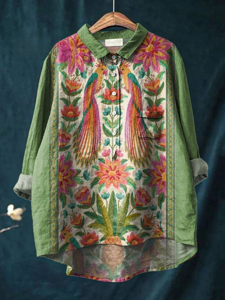 Ava - Vibrant Floral Embroidered Shirt