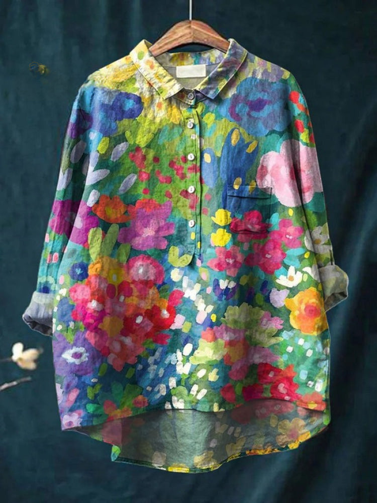 Ava - Vibrant Floral Embroidered Shirt