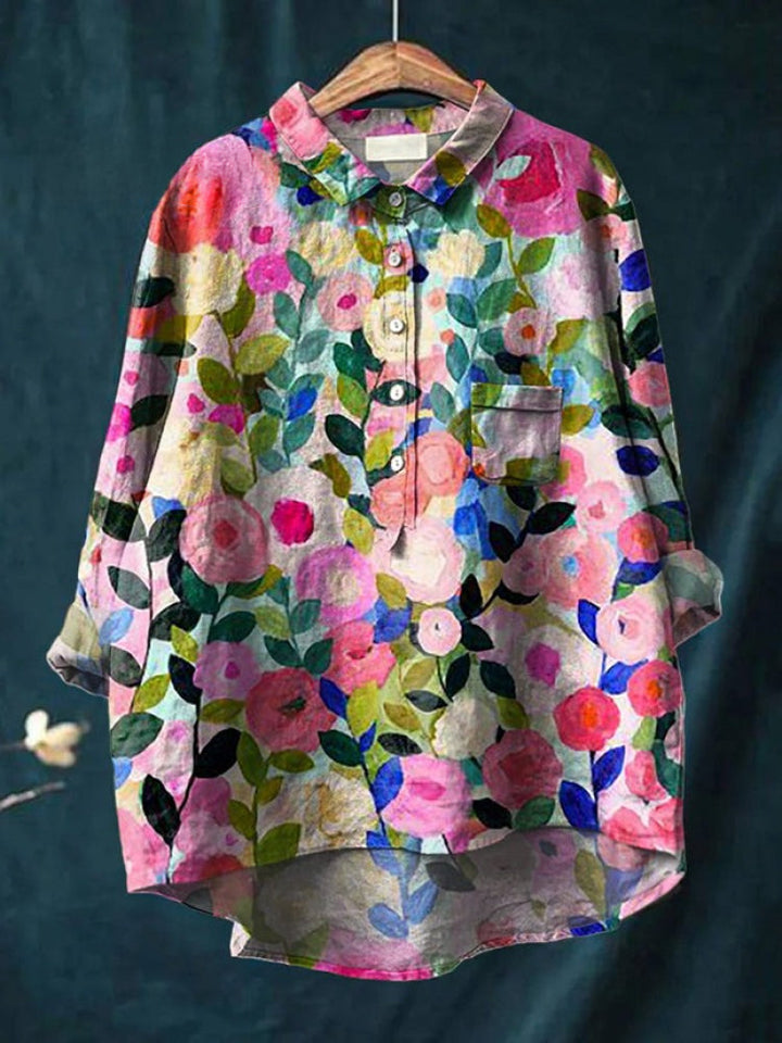Ava - Vibrant Floral Embroidered Shirt