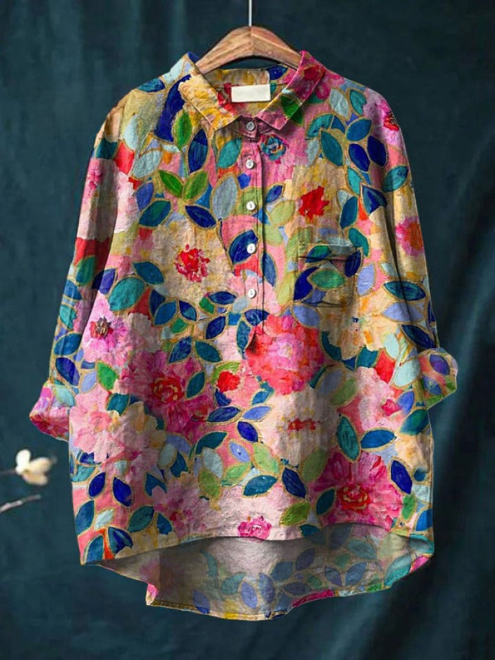 Ava - Vibrant Floral Embroidered Shirt