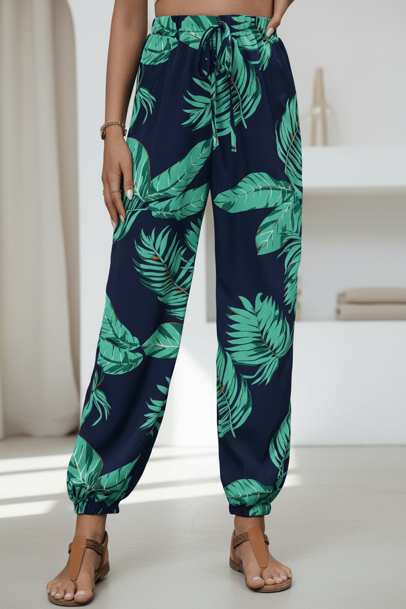 LINDE - LEAF PRINT SUMMER PANTS