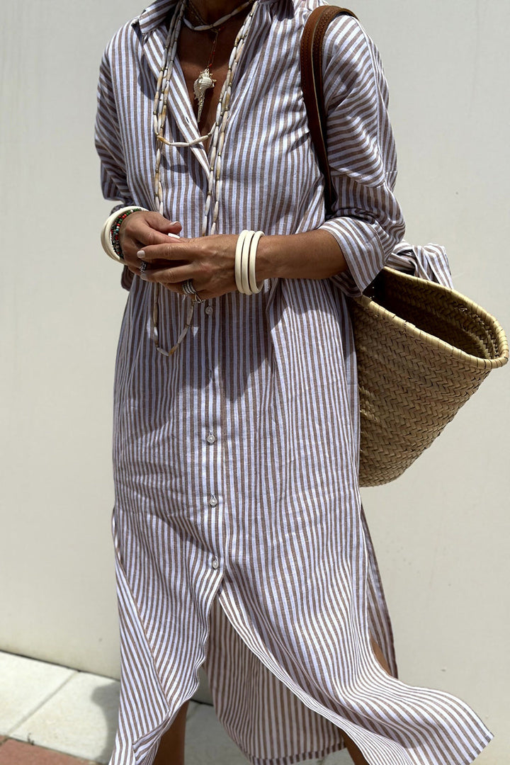 ISMARA™ | STRIPED SHIRT DRESS WITH REFINED COMFORT & CLASSIC STYLE