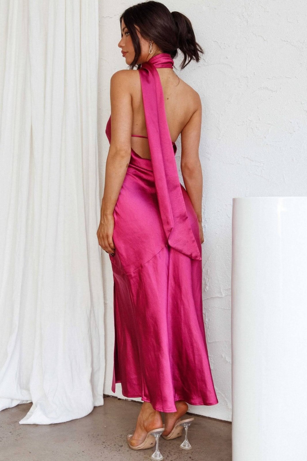 EMMA | SILK HALTERNECK MIDI DRESS