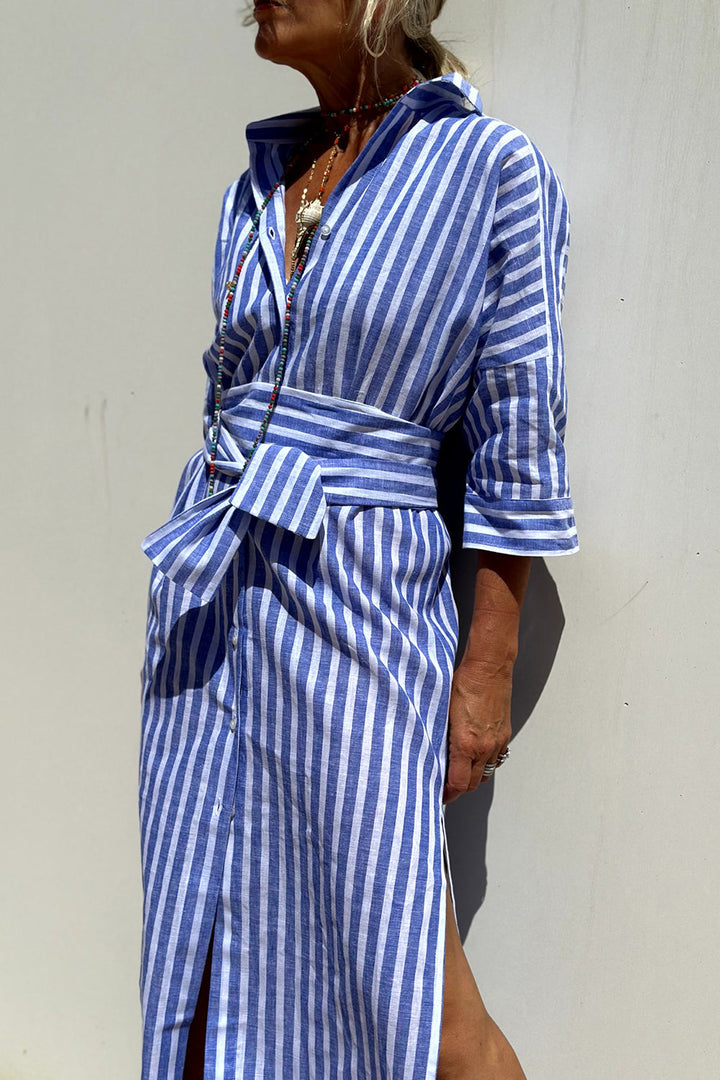 ISMARA™ | STRIPED SHIRT DRESS WITH REFINED COMFORT & CLASSIC STYLE