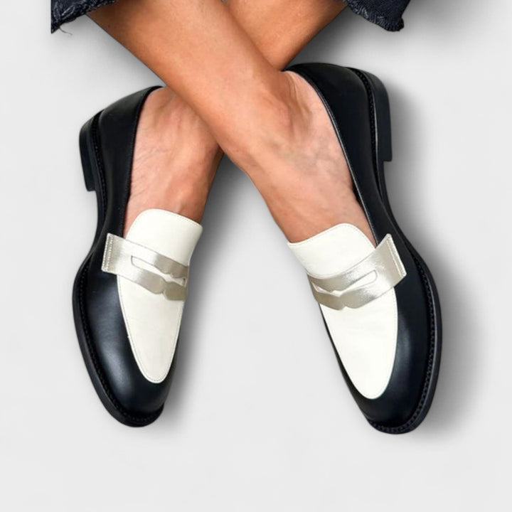 Xara Black Metallic Loafers