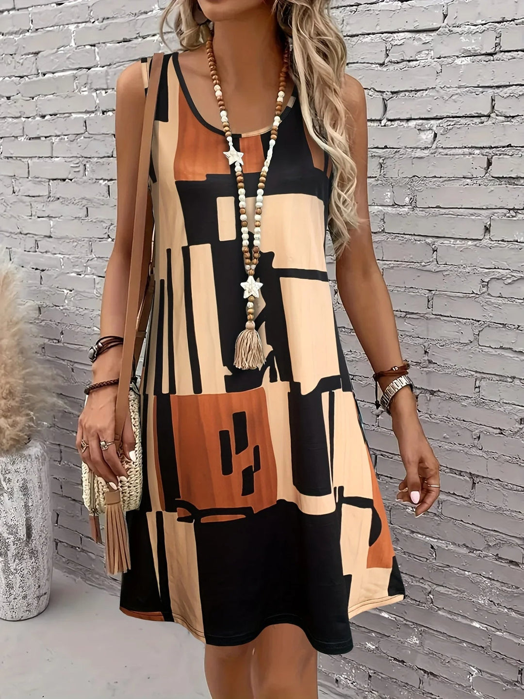 Elliette Stylish Casual Geometric Dress