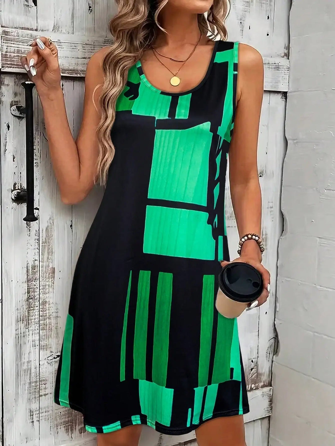 Elliette Stylish Casual Geometric Dress