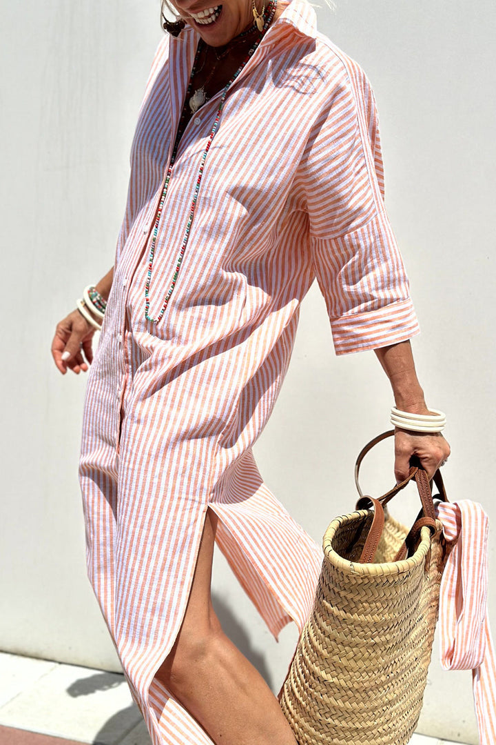 ISMARA™ | STRIPED SHIRT DRESS WITH REFINED COMFORT & CLASSIC STYLE