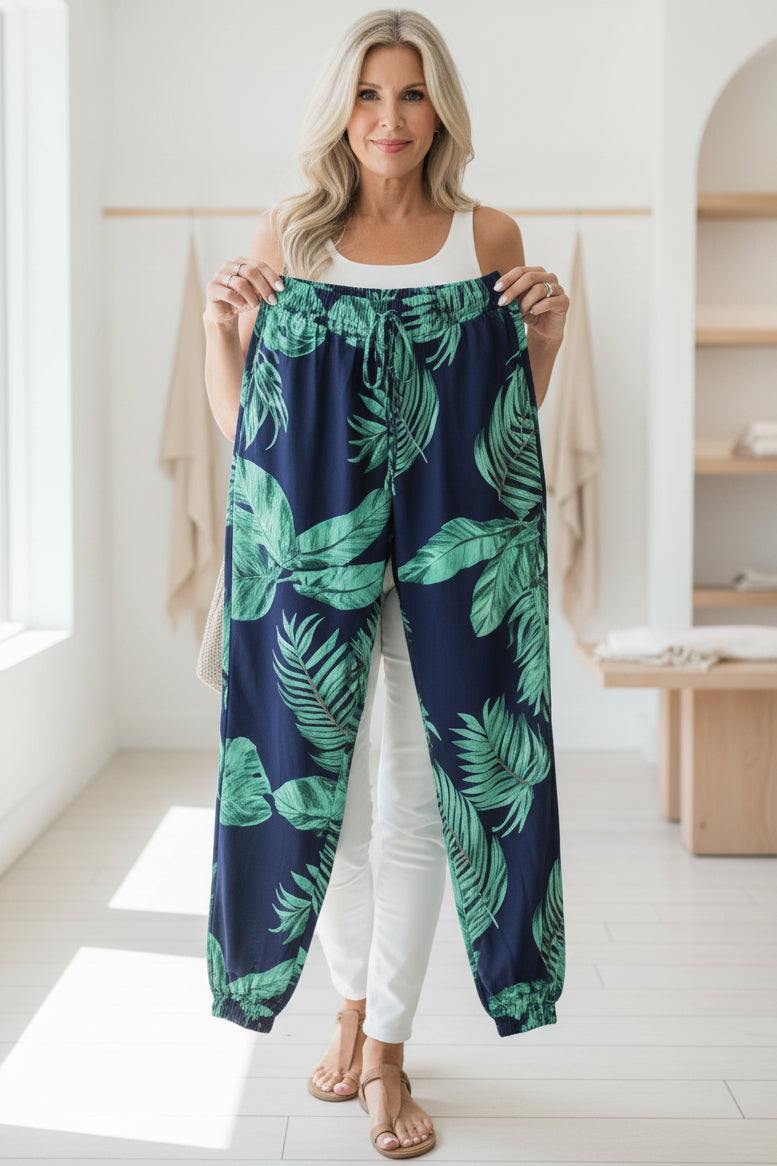 LINDE - LEAF PRINT SUMMER PANTS