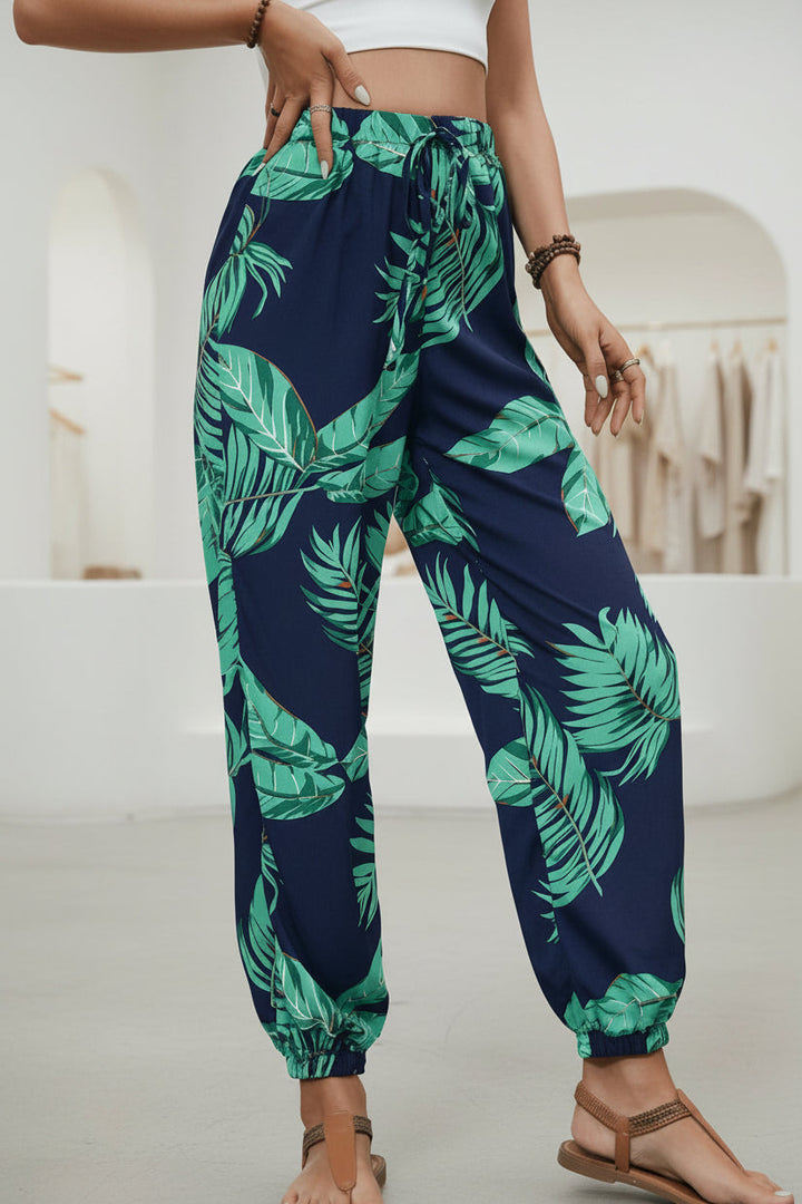 LINDE - LEAF PRINT SUMMER PANTS