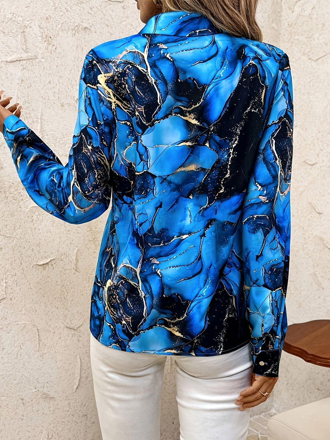 Corvella™ | Watercolour Marble Print Blouse