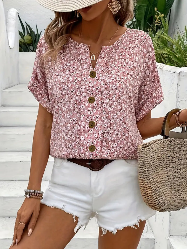 Udele - Floral Button-Up Blouse