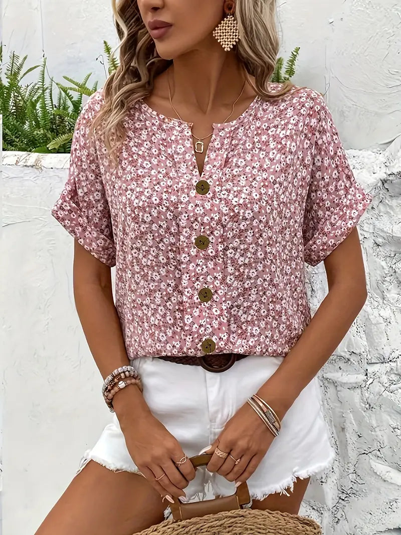 Udele - Floral Button-Up Blouse