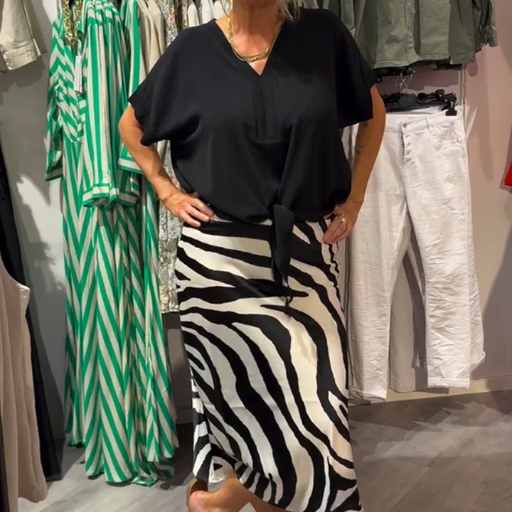 Ines™ | Front-Tie Top & Midi Skirt Set