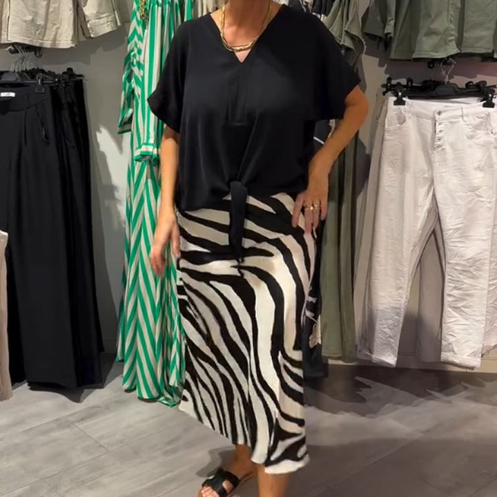 Ines™ | Front-Tie Top & Midi Skirt Set