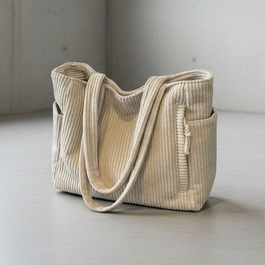 Tilda Ribbed Tote Bag with Cord Detail